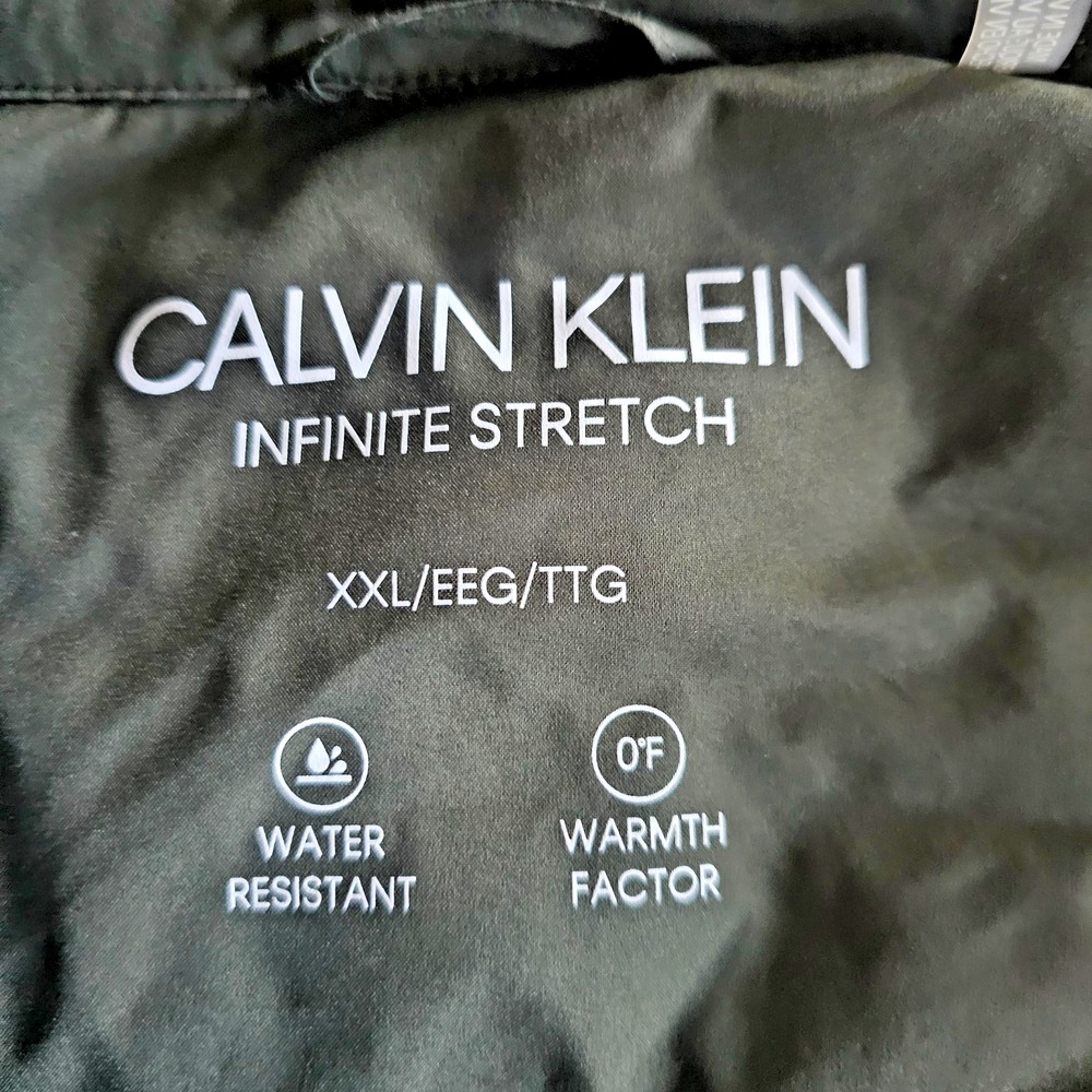 Calvin Klein Puffer Coat Mid Length Olive Green Sorona Aura Water Resistant 2XL - Picture 9 of 14